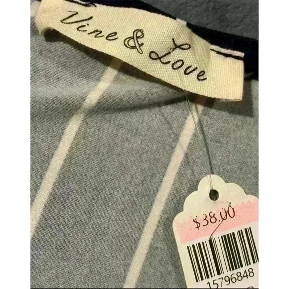 Women's Blue Striped V-Neck Wrap Blouse 3/4 Sleeve Size Large - Picture 5 of 5